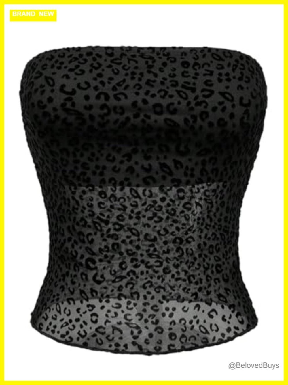 Sheer Mesh Leopard Print Bandeau Crop Top Sleeveless Backless